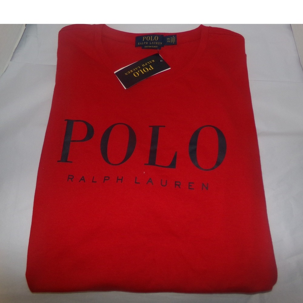 Polo Ralph Lauren Mens Custom Slim Fit Logo Graphic T-Shirt Red XXL NWT
